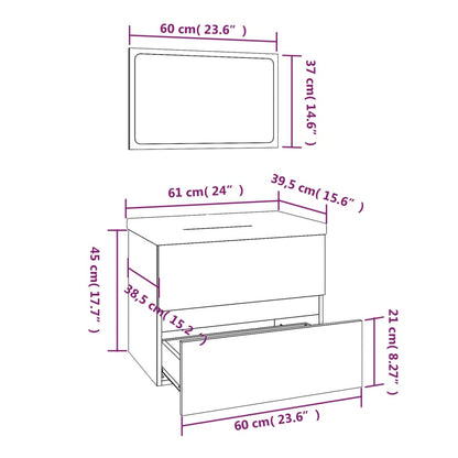 Bathroom Furniture Set Grey Sonoma Engineered Wood