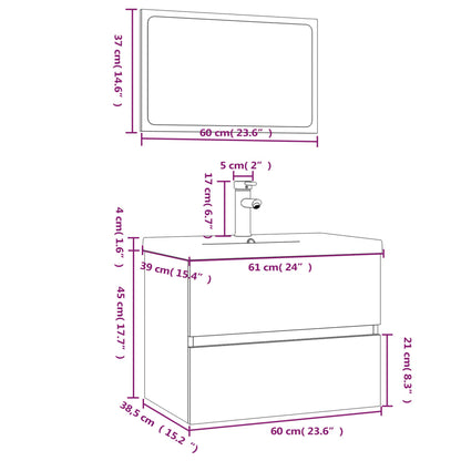 Bathroom Furniture Set Grey Sonoma Engineered Wood