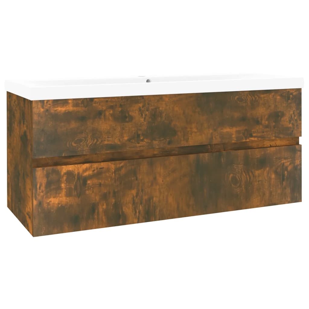 Sink Cabinet with Built-in Basin Smoked Oak Engineered Wood