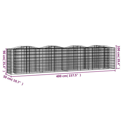 Arched Gabion Raised Bed 400x50x100 cm Galvanised Iron