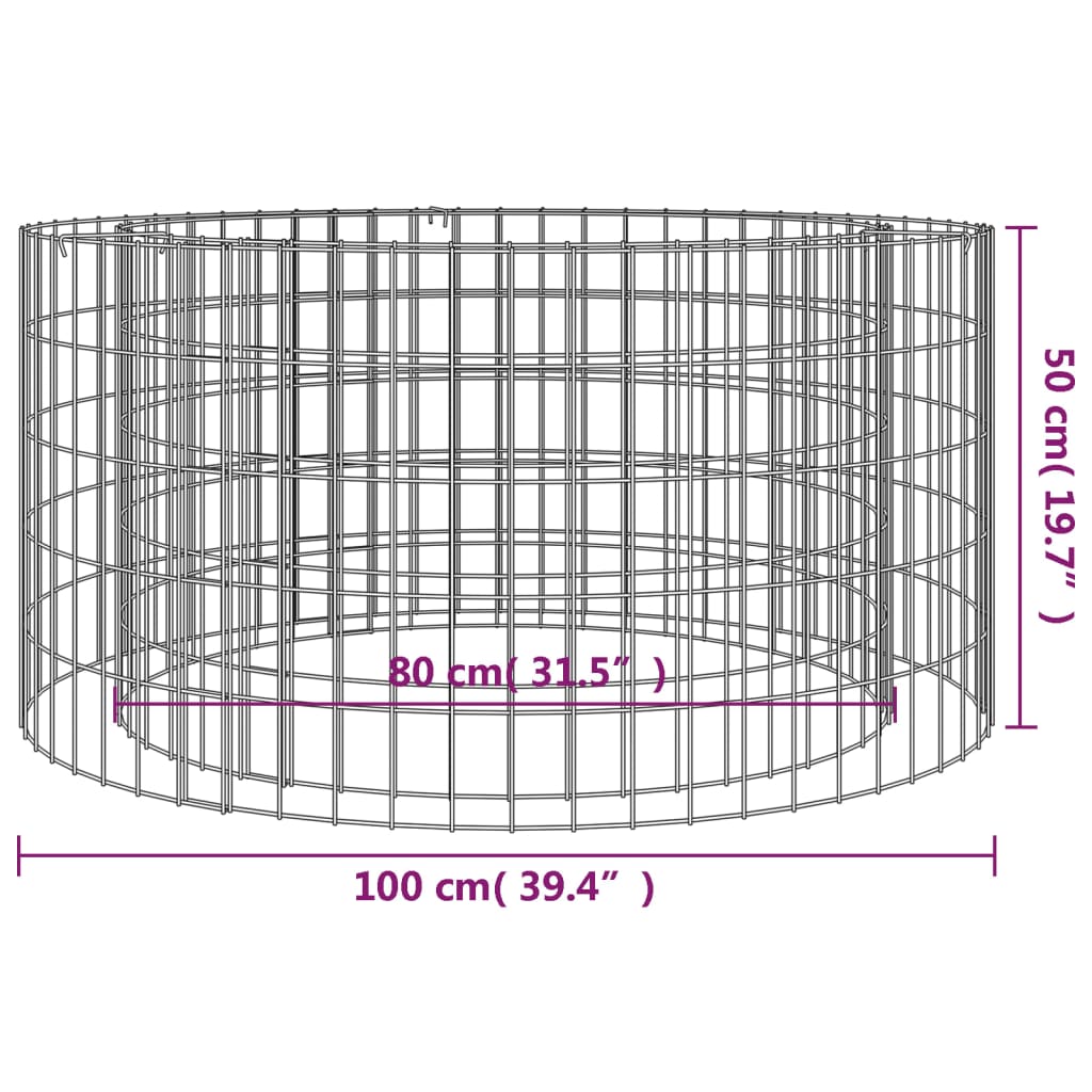 Gabion Fire Pit Ø 100 cm Galvanised Iron