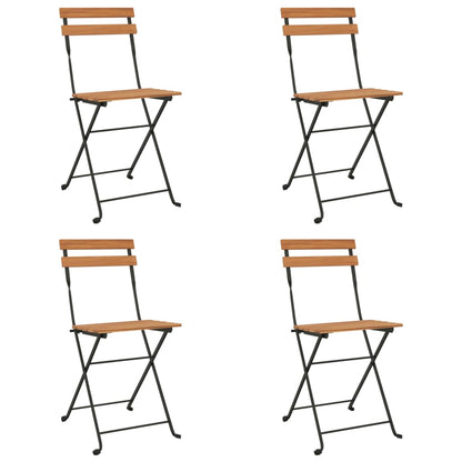 5 Piece Folding Bistro Set Solid Wood Acacia and Steel