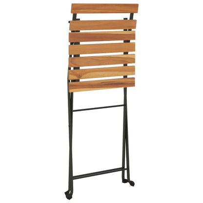 5 Piece Folding Bistro Set Solid Wood Acacia and Steel