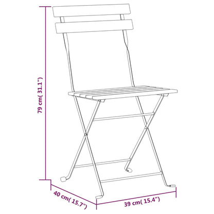 Folding Garden Chairs 6 pcs Steel and Solid Wood Acacia