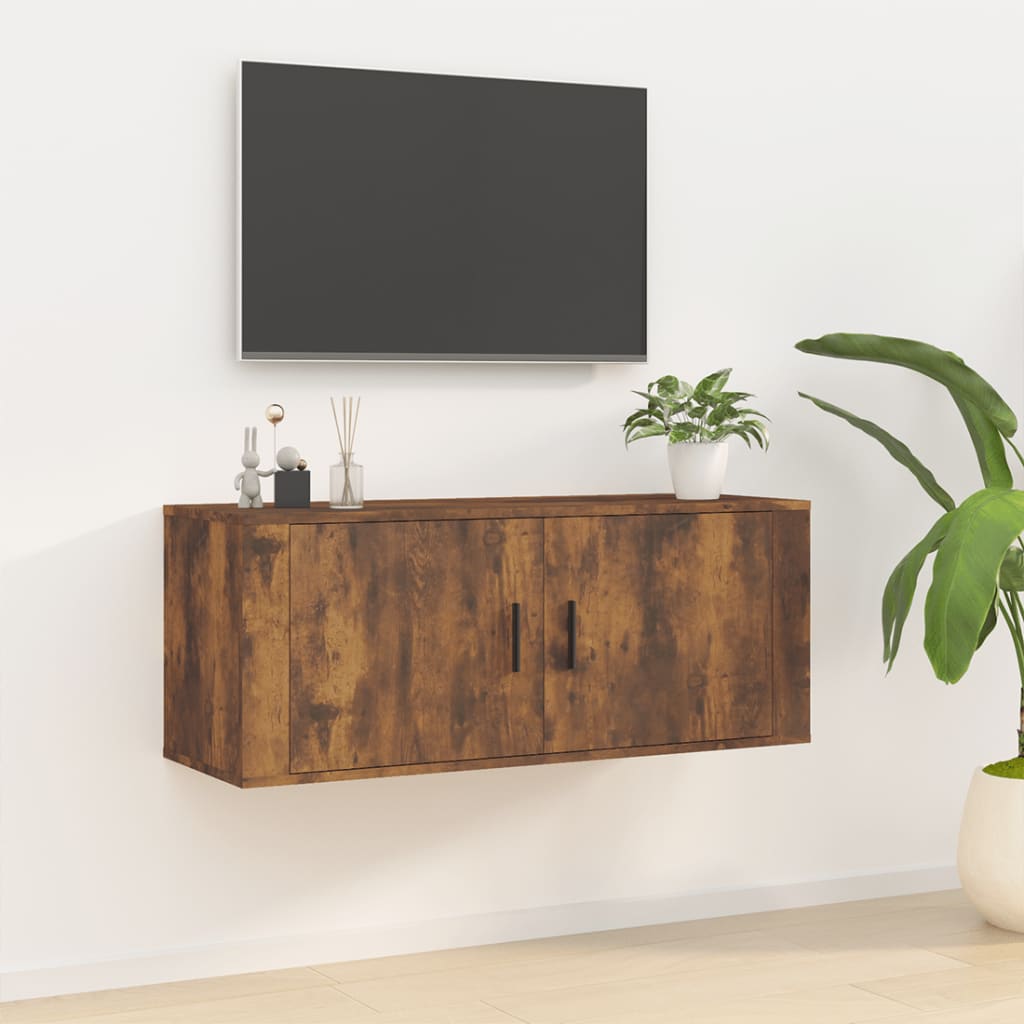 Wall Mounted TV Cabinet Smoked Oak 100x34.5x40 cm