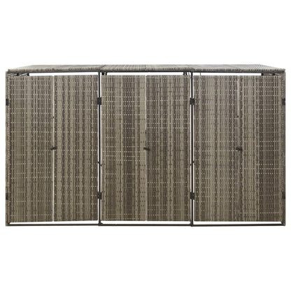 Triple Wheelie Bin Shed Grey 207x80x117 cm Poly Rattan