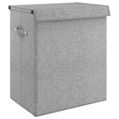 Foldable Laundry Hamper Grey 51x34.5x59 cm Faux Linen Fabric