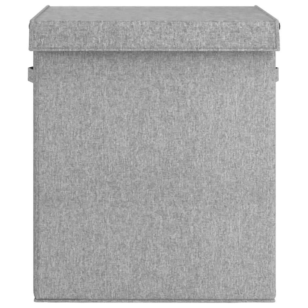 Foldable Laundry Hamper Grey 51x34.5x59 cm Faux Linen Fabric