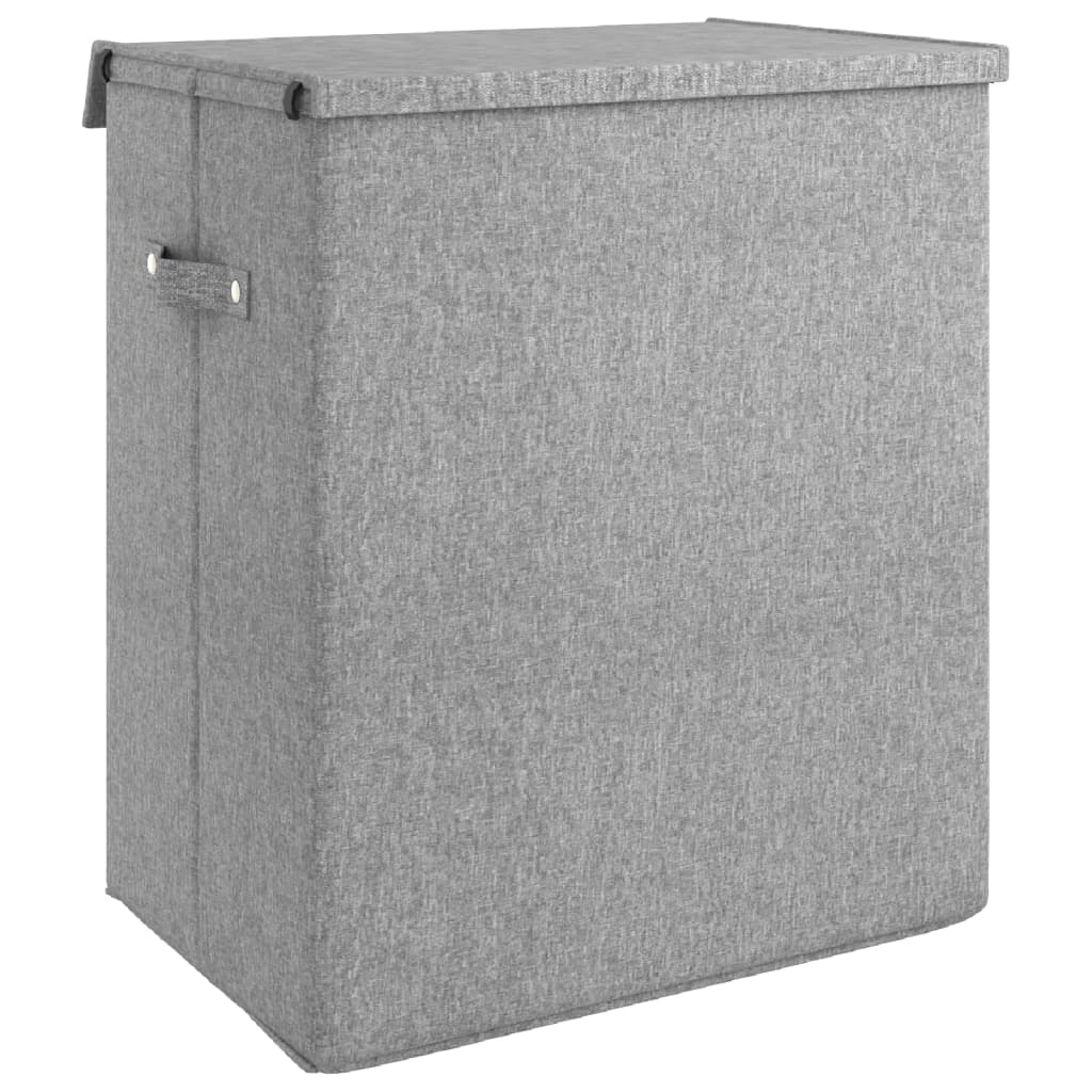 Foldable Laundry Hamper Grey 51x34.5x59 cm Faux Linen Fabric
