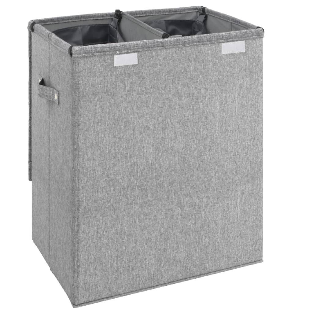 Foldable Laundry Hamper Grey 51x34.5x59 cm Faux Linen Fabric