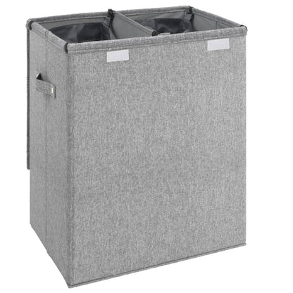Foldable Laundry Hamper Grey 51x34.5x59 cm Faux Linen Fabric