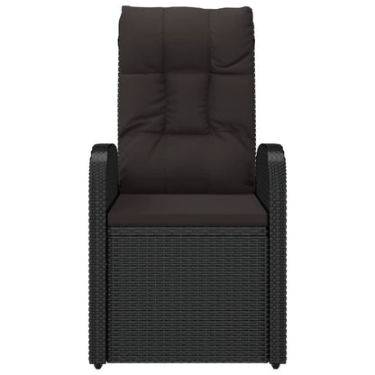 Reclining Garden Chairs with Cushions 2 pcs Black Poly Rattan