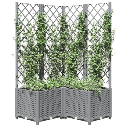Garden Planter with Trellis Light Grey 80x80x136 cm PP