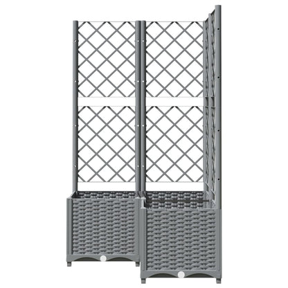 Garden Planter with Trellis Light Grey 80x80x136 cm PP