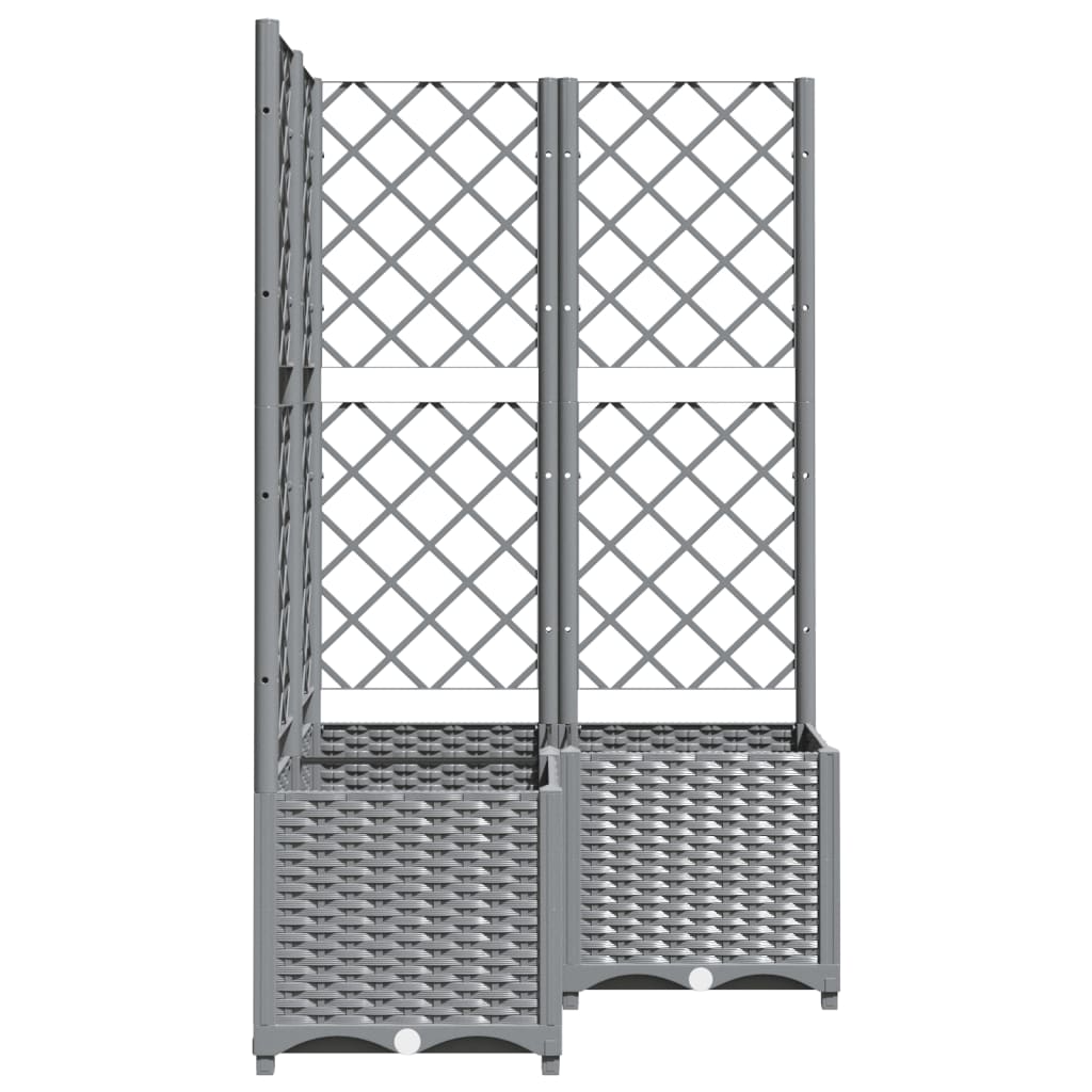 Garden Planter with Trellis Light Grey 80x80x136 cm PP