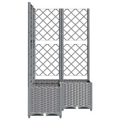 Garden Planter with Trellis Light Grey 80x80x136 cm PP