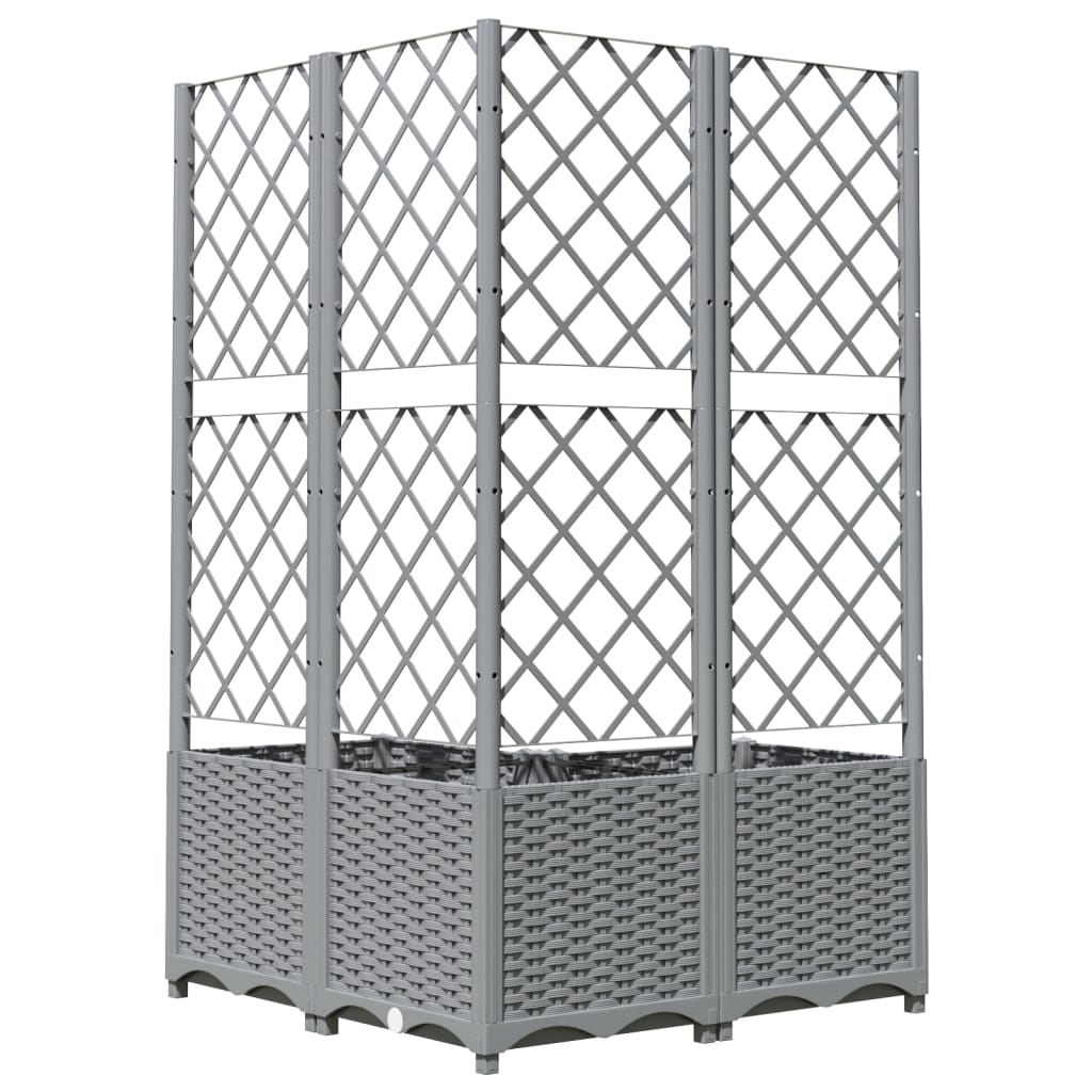 Garden Planter with Trellis Light Grey 80x80x136 cm PP