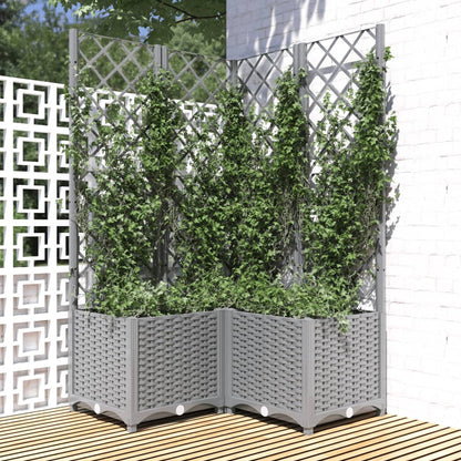 Garden Planter with Trellis Light Grey 80x80x136 cm PP
