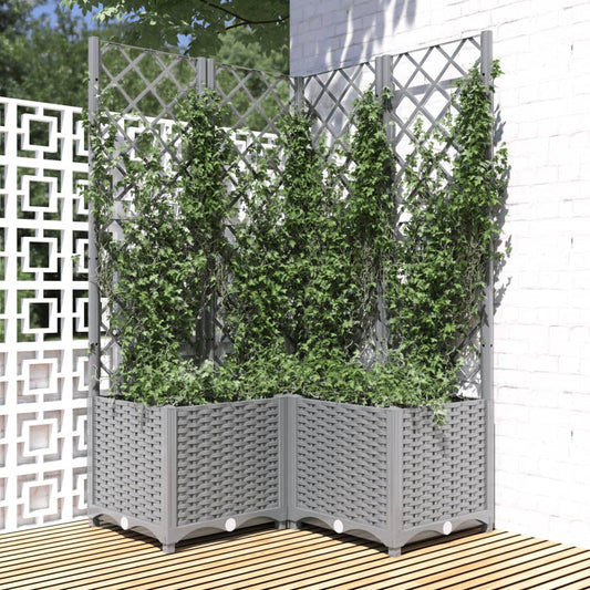 Garden Planter with Trellis Light Grey 80x80x136 cm PP