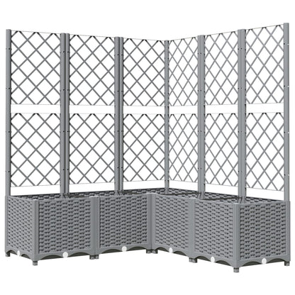 Garden Planter with Trellis Light Grey 120x120x136 cm PP