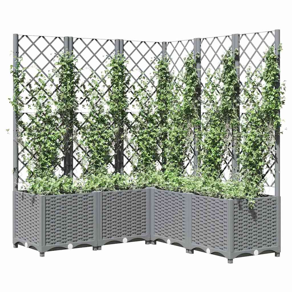 Garden Planter with Trellis Light Grey 120x120x136 cm PP