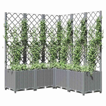 Garden Planter with Trellis Light Grey 120x120x136 cm PP