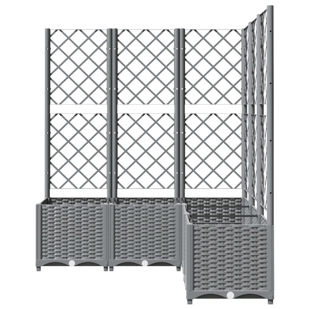 Garden Planter with Trellis Light Grey 120x120x136 cm PP