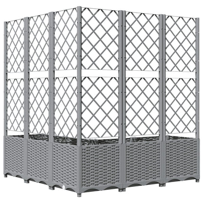 Garden Planter with Trellis Light Grey 120x120x136 cm PP