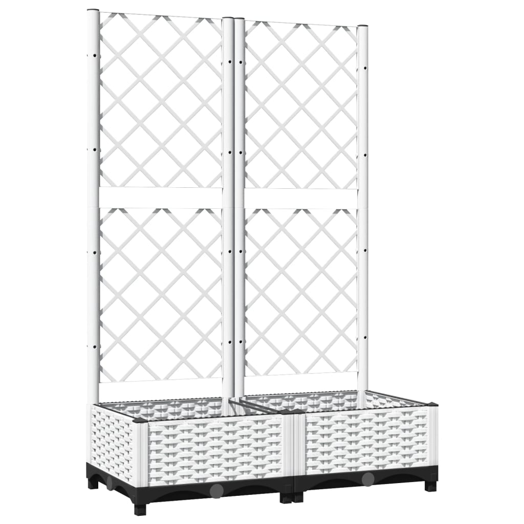 Garden Planter with Trellis White 80x40x121.5 cm PP