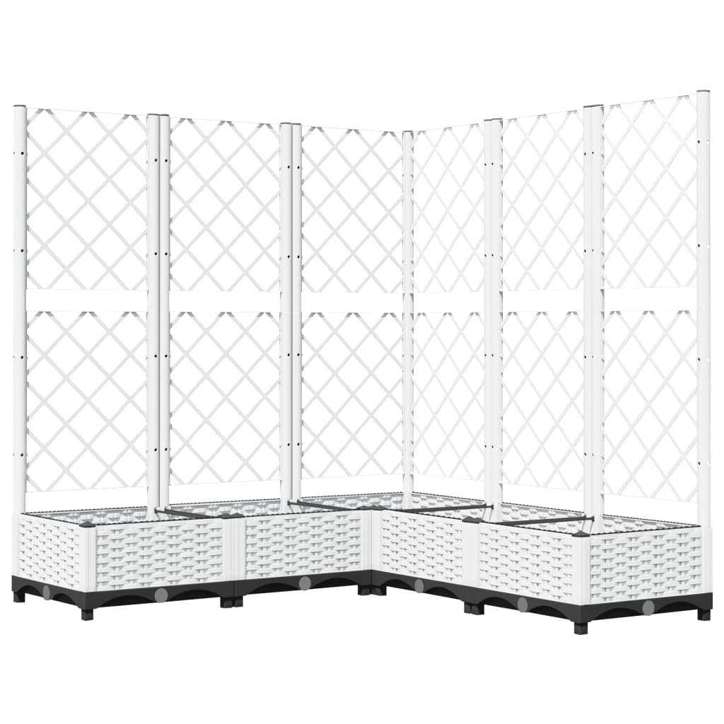Garden Planter with Trellis White 120x120x121.5 cm PP
