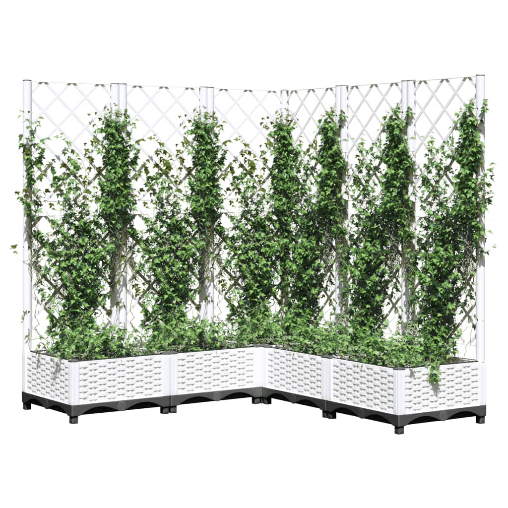 Garden Planter with Trellis White 120x120x121.5 cm PP