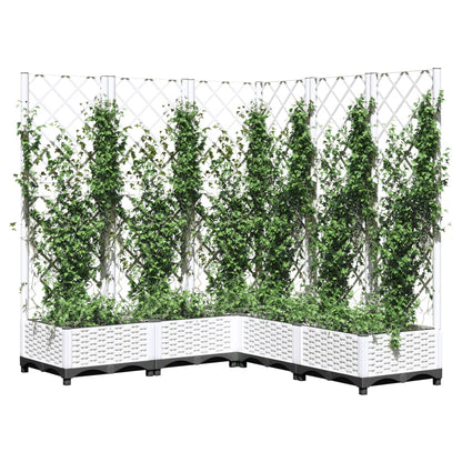 Garden Planter with Trellis White 120x120x121.5 cm PP