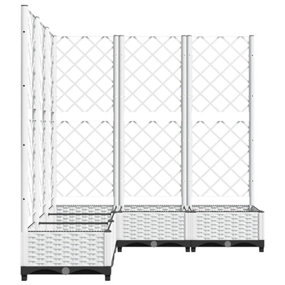 Garden Planter with Trellis White 120x120x121.5 cm PP