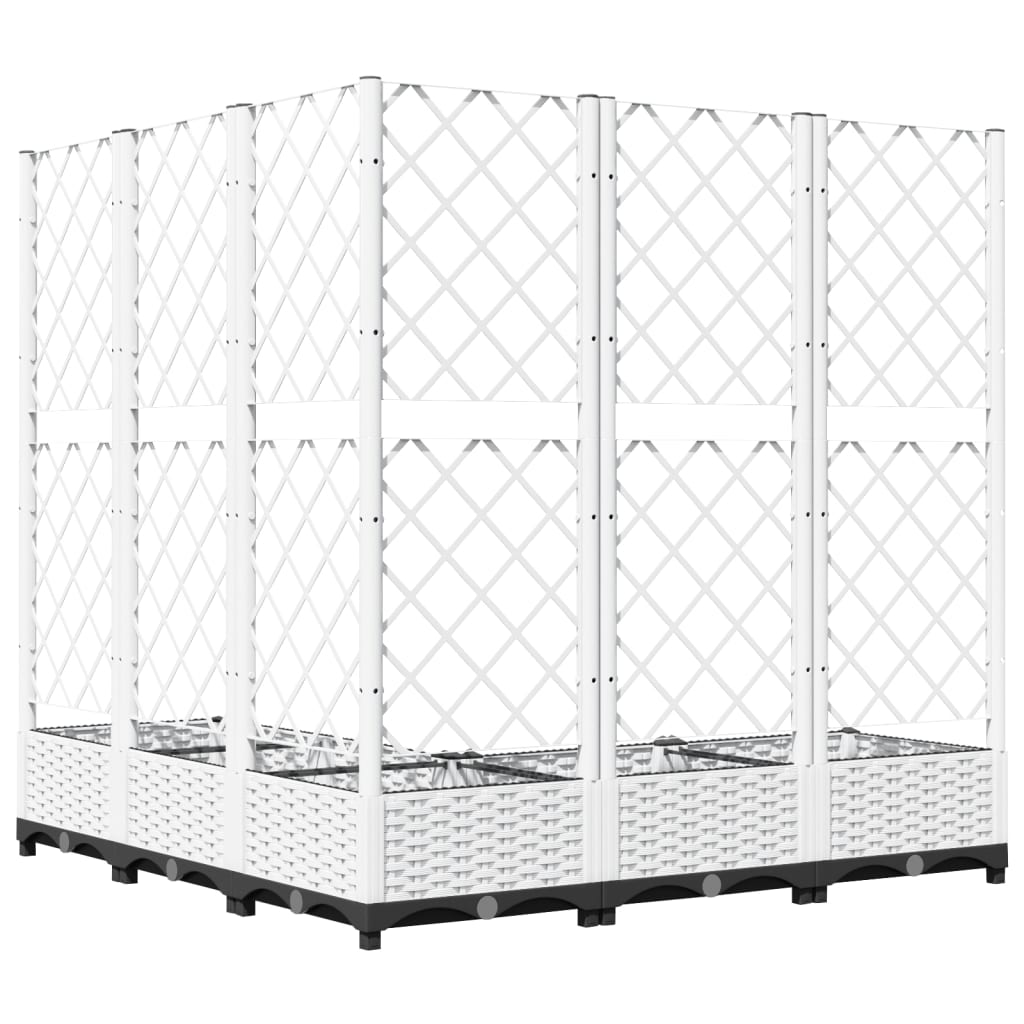 Garden Planter with Trellis White 120x120x121.5 cm PP
