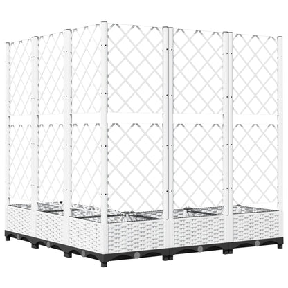 Garden Planter with Trellis White 120x120x121.5 cm PP