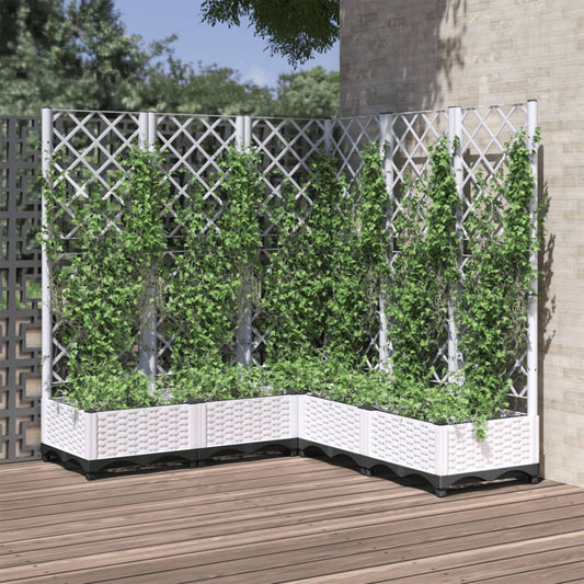 Garden Planter with Trellis White 120x120x121.5 cm PP
