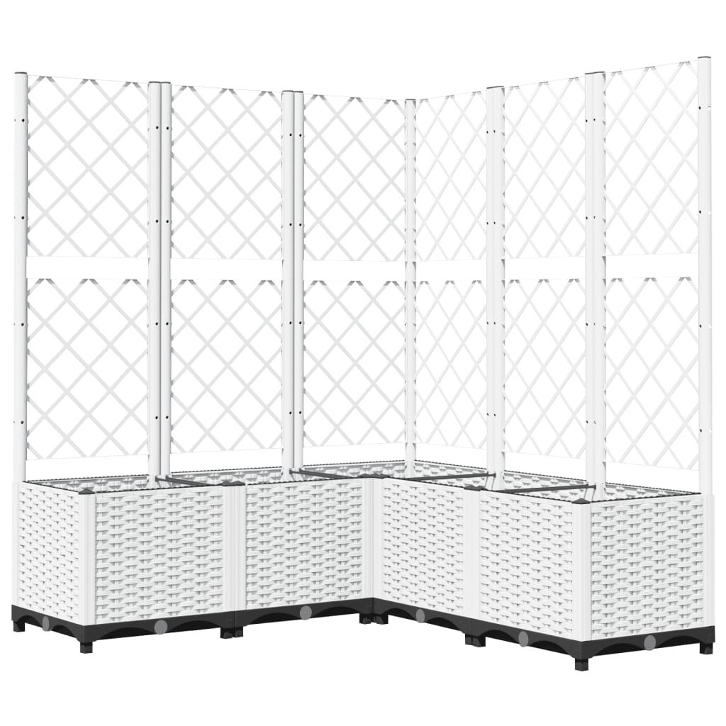 Garden Planter with Trellis White 120x120x136 cm PP
