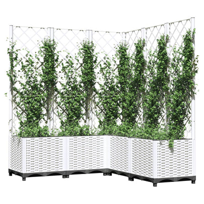 Garden Planter with Trellis White 120x120x136 cm PP