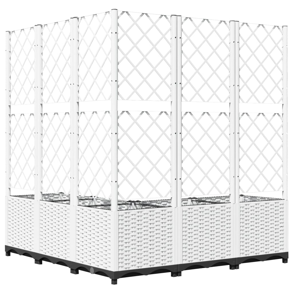 Garden Planter with Trellis White 120x120x136 cm PP