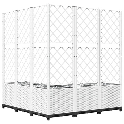 Garden Planter with Trellis White 120x120x136 cm PP