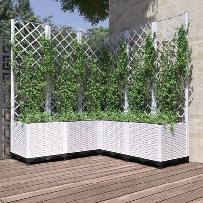Garden Planter with Trellis White 120x120x136 cm PP
