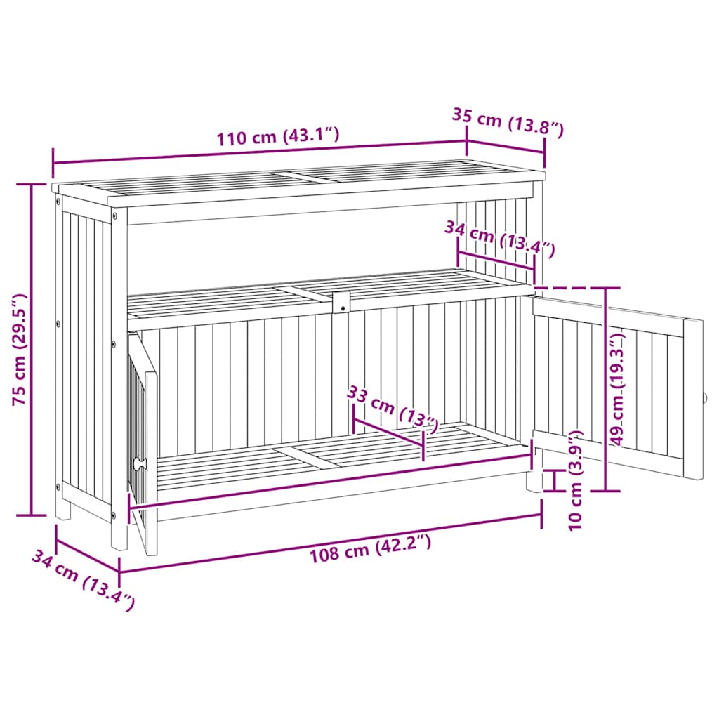 Garden Console Table 110x35x75 cm Solid Wood Acacia