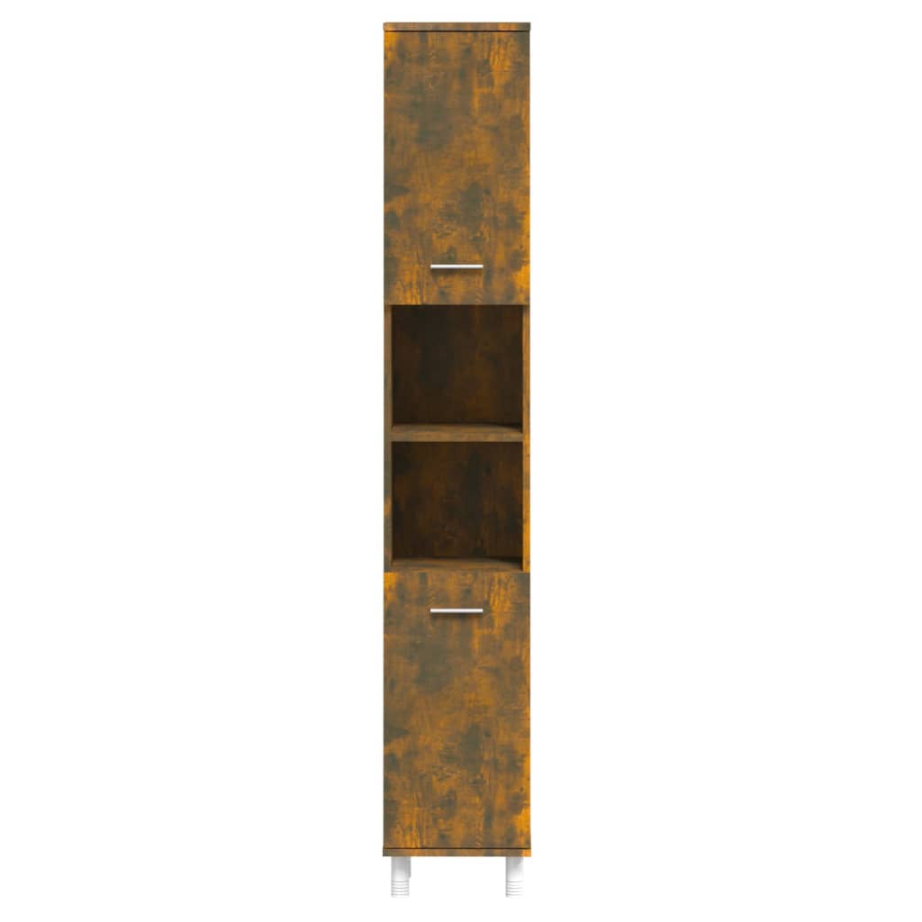 Bathroom Cabinet Smoked Oak 30x30x179 cm Engineered Wood