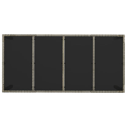 Garden Table with Glass Top Grey 190x90x75 cm Poly Rattan