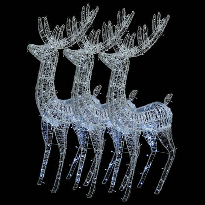 XXL Acrylic Christmas Reindeers 250 LED 3 pcs 180 cm Cold white