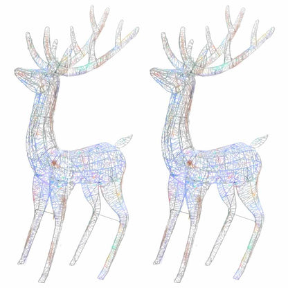 XXL Acrylic Christmas Reindeers 250 LED 2 pcs 180 cm Multicolour