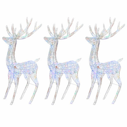XXL Acrylic Christmas Reindeers 250 LED 3 pcs 180 cm Multicolour