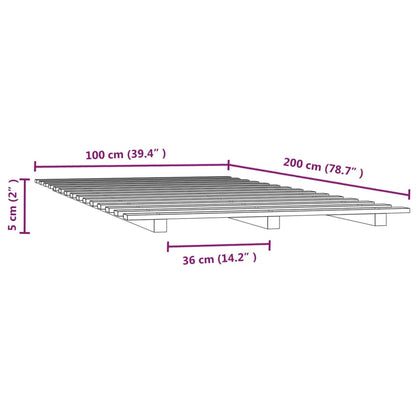 Bed Frame without Mattress White 100x200 cm Solid Wood Pine