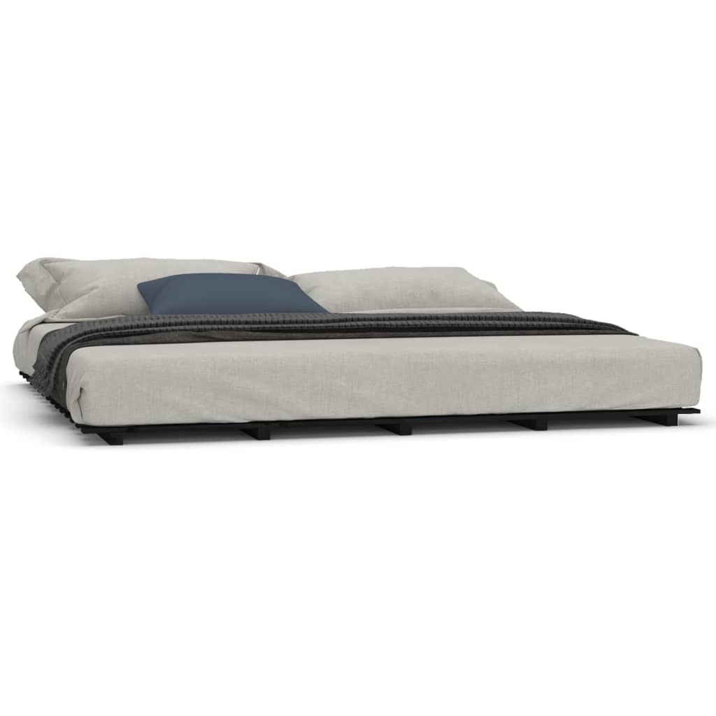 Bed Frame without Mattress Black 200x200 cm Solid Wood Pine