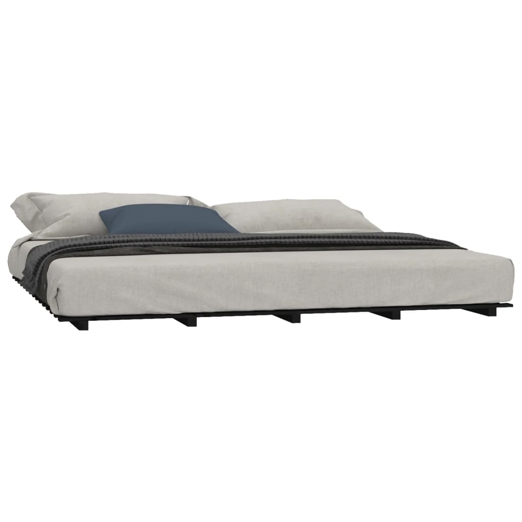 Bed Frame without Mattress Black 200x200 cm Solid Wood Pine